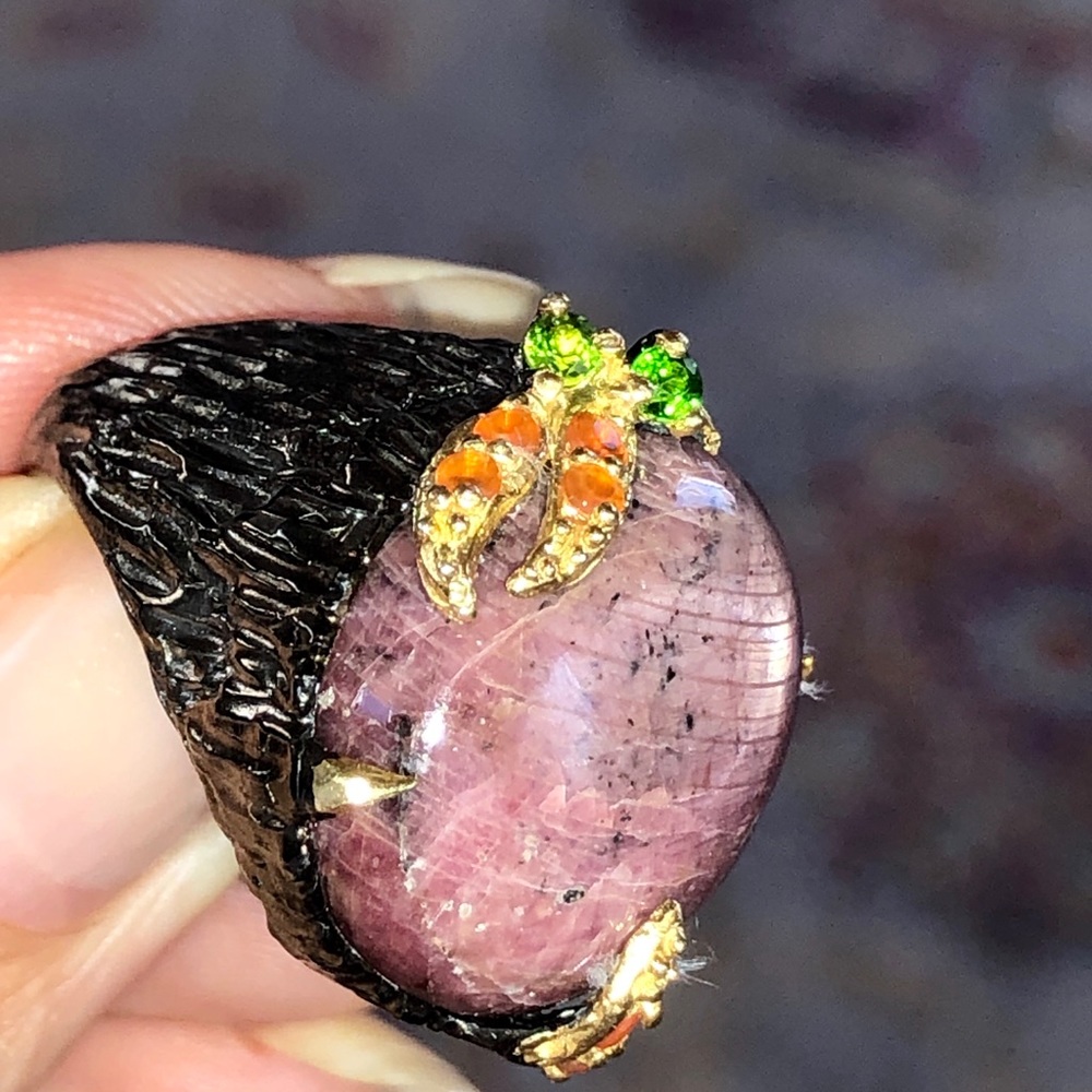 Genuine Ruby Sterling Silver Ring With Gems - image 6